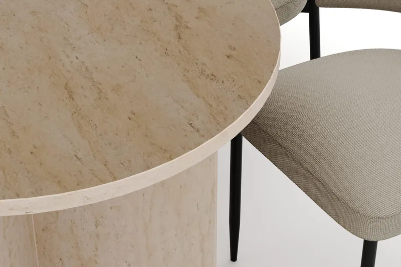 Dano Spisebord 180 cm med 6 Sawako Spisestole - Travertin / Beige - Møbler - Borde - Spisebordssæt