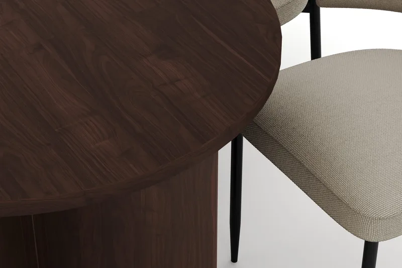 Dano Spisebord 180 cm med 6 Sawako Spisestole - Valnød / Beige - Møbler - Borde - Spisebordssæt