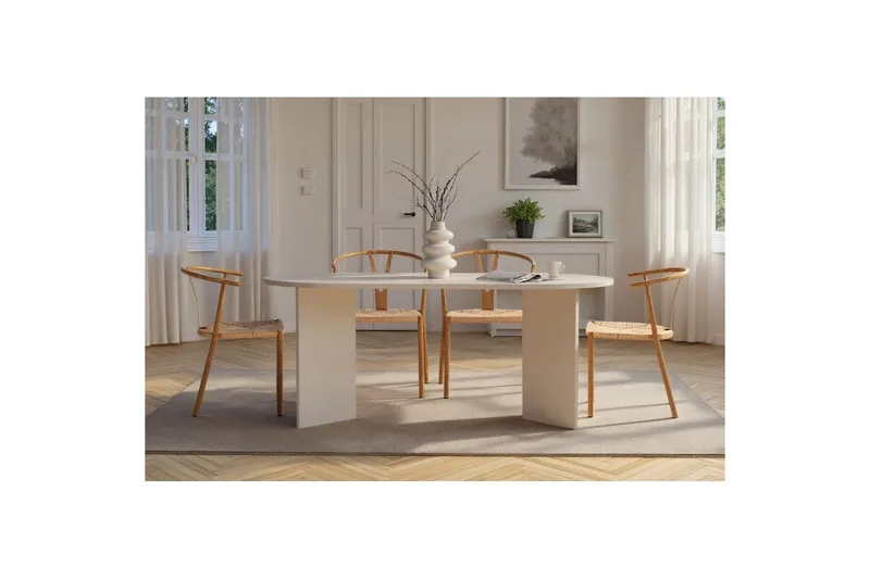 Dano Spisebord 180 cm Oval - Natur/Hvid - Møbler - Borde - Spisebord og køkkenbord