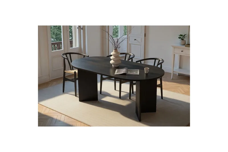 Dano Spisebord 180 cm Oval - Natur/Sort - Møbler - Borde - Spisebord og køkkenbord