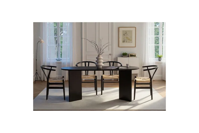 Dano Spisebord 180 cm Oval - Natur/Sort - Møbler - Borde - Spisebord og køkkenbord
