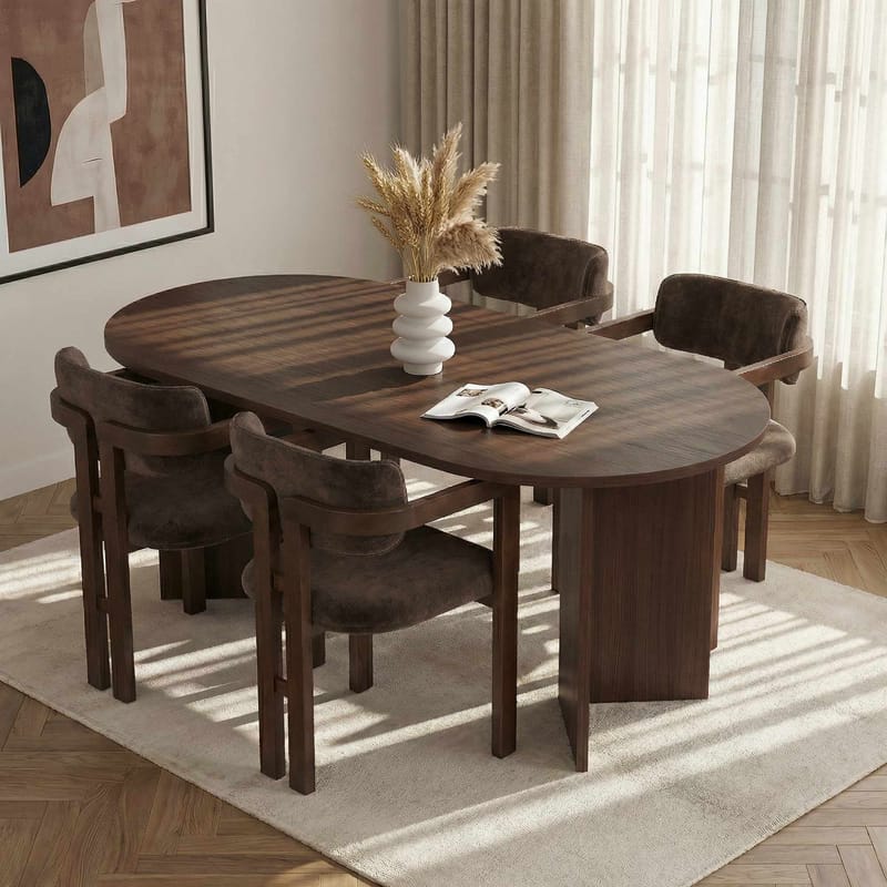 Dano Spisebord- og stolessæt 180x75x90 cm 5 dele - Milano Walnut, Dark Walnut, Brown - Møbler - Borde - Spisebordssæt