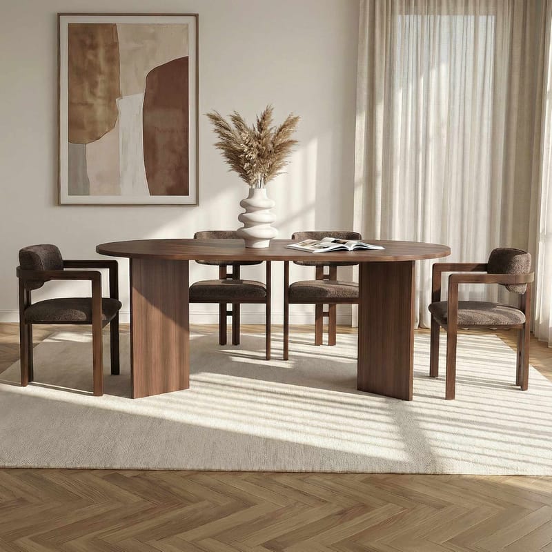 Dano Spisebord- og stolessæt 180x75x90 cm 5 dele - Milano Walnut, Dark Walnut, Brown - Møbler - Borde - Spisebordssæt