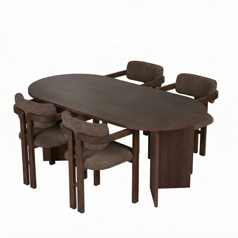 Dano Spisebord- og stolessæt 180x75x90 cm 5 dele, Milano Walnut, Dark Walnut, Brown