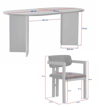 Dano Spisebord- og stolessæt 180x75x90 cm 5 dele - Milano Walnut, Dark Walnut, hvid - Møbler - Borde - Spisebordssæt
