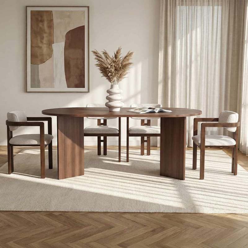 Dano Spisebord- og stolessæt 180x75x90 cm 5 dele - Milano Walnut, Dark Walnut, hvid - Møbler - Borde - Spisebordssæt