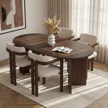 Dano Spisebord- og stolessæt 180x75x90 cm 5 dele - Milano Walnut, Dark Walnut, hvid - Møbler - Borde - Spisebordssæt