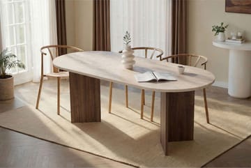 Dano Spisebord Ovalt 200 cm - Travertine Walnut - Møbler - Borde - Spisebord og køkkenbord