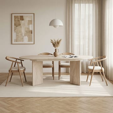 Dano Udtrækkeligt Ovalt Spisebord 160-200x90 cm med Travertinudseende - Beige - Møbler - Borde - Spisebord og køkkenbord
