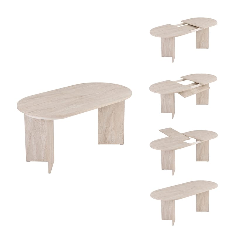 Dano Udtræksbart spisebord 160 cm - Travertin - Møbler - Borde - Spisebord og køkkenbord