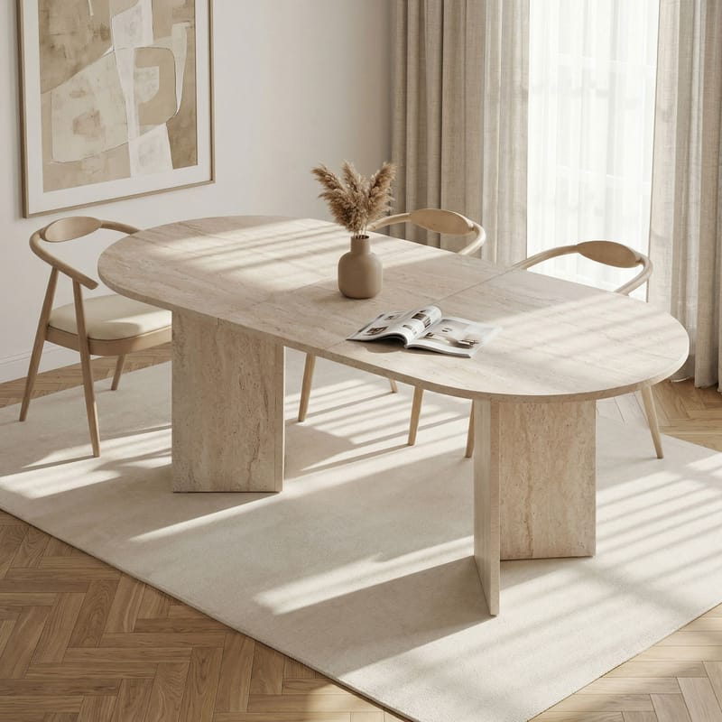 Dano Udtræksbart spisebord 160 cm - Travertin - Møbler - Borde - Spisebord og køkkenbord