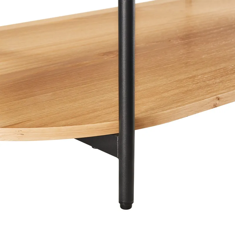 Davia 115 cm Ovalt Sofabord med Hylder i Eg - Brun|Sort - Møbler - Borde - Sofabord