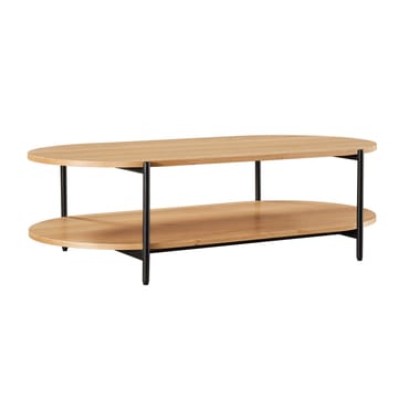 Davia 115 cm Ovalt Sofabord med Hylder i Eg - Brun|Sort - Møbler - Borde - Sofabord