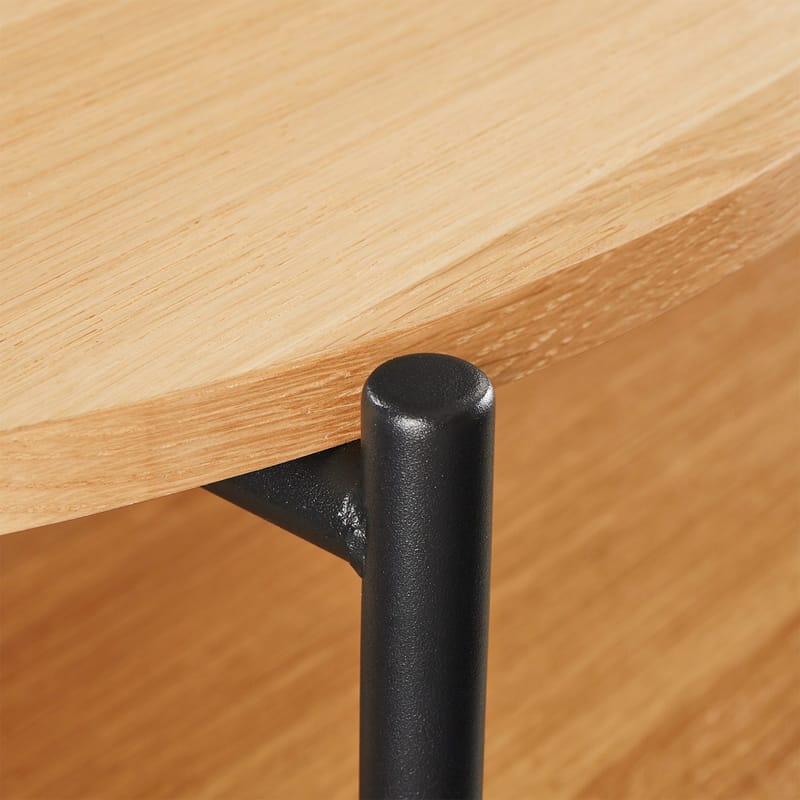 Davia 115 cm Ovalt Sofabord med Hylder i Eg - Brun|Sort - Møbler - Borde - Sofabord