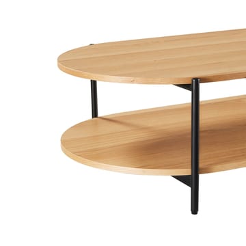 Davia 115 cm Ovalt Sofabord med Hylder i Eg - Brun|Sort - Møbler - Borde - Sofabord