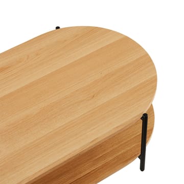 Davia 115 cm Ovalt Sofabord med Hylder i Eg - Brun|Sort - Møbler - Borde - Sofabord