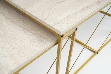 Defneia Sofabord 100 cm - Guld/Marmor - Møbler - Borde - Aflastningsbord - Indskudsborde