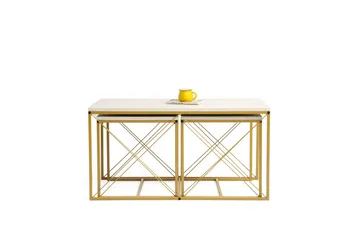 Defneia Sofabord 100 cm - Guld/Marmor - Møbler - Borde - Aflastningsbord - Indskudsborde
