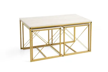 Defneia Sofabord 100 cm - Guld/Marmor - Møbler - Borde - Aflastningsbord - Indskudsborde