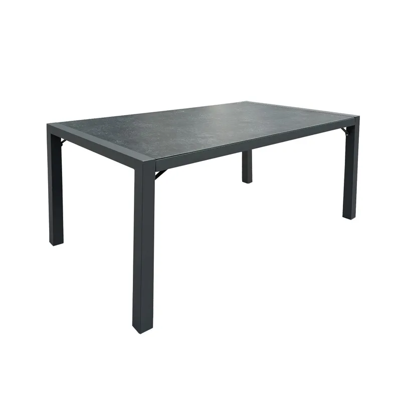 Delgado Rektangulært Spisebord 140 cm i Metal og Glas med Stenudseende, Grå
