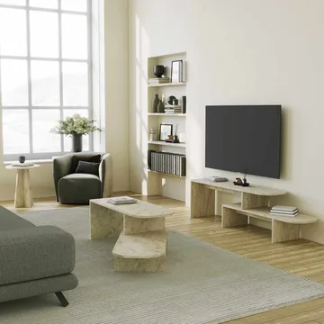 Deliones sofabord 100 cm - Travertin - Møbler - Borde - Sofabord