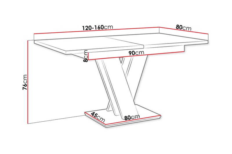 Denogal Spisebord 80 cm - Hvid - Spisebord og køkkenbord