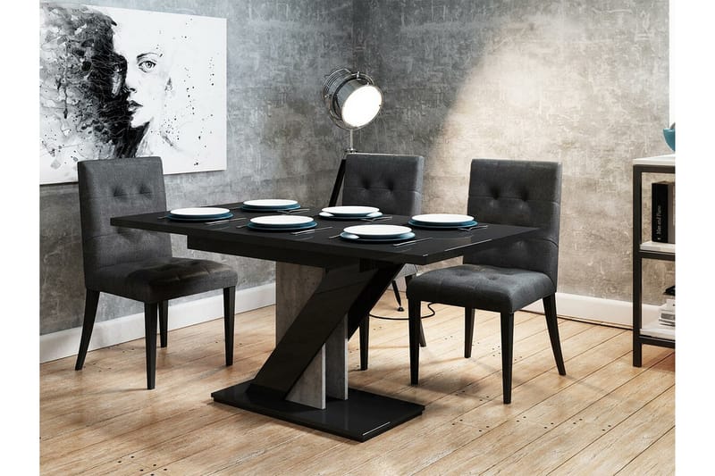 Denogal Spisebord 80 cm - Sort højglans - Spisebord og køkkenbord