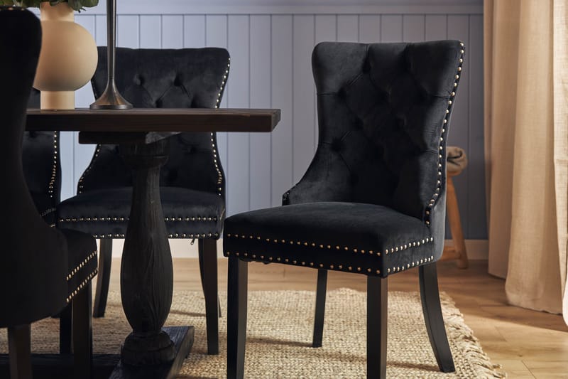 Dijon Spisebordssæt 200 cm inkl. 6 Bergviken Stole i Velour - Brun / Sort / Velour - Møbler - Borde - Spisebordssæt