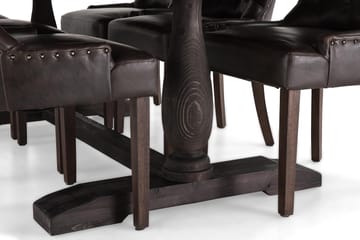 Dijon Spisebordssæt 200 cm med 6 Tuva Lænestole - Vintage Træ / Brun Pu - Møbler - Borde - Spisebordssæt