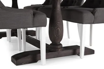Dijon Spisebordssæt 200 cm med 6 Viktoria Lænestole - Vintage Træ/Grå/Hvid - Møbler - Borde - Spisebordssæt