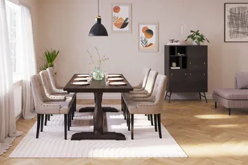 Dijon spisebordssæt 200 cm med 6 Viktoria spisestole - Brun - Møbler - Borde - Spisebordssæt