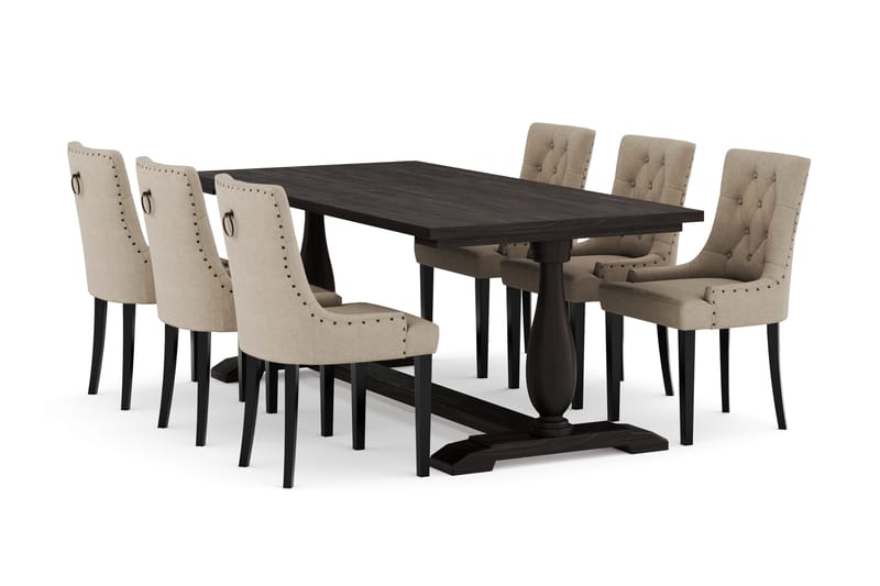 Dijon Spisegruppe 200 cm med 6 Viktoria Spisestol, Brun