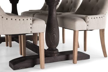 Dijon Spisegruppe 200 cm Rektangulær med 6 Viktoria Stole - Vintage Træ / Beige Træ - Møbler - Borde - Spisebordssæt