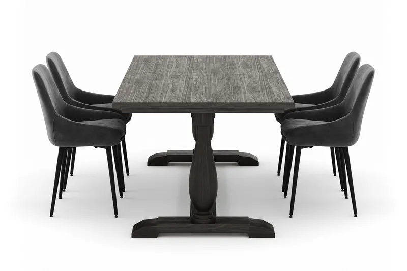 Dijon Spisegruppe 200x100cm med 4 Alsarp Spisestole - Brun - Møbler - Borde - Spisebordssæt