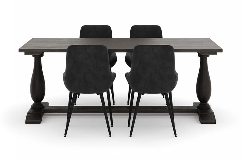 Dijon Spisegruppe 200x100cm med 4 Alsarp Spisestole - Brun - Møbler - Borde - Spisebordssæt