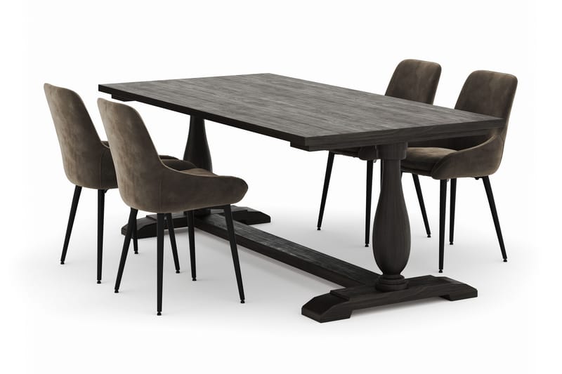Dijon Spisegruppe 200x100cm med 4 Alsarp Spisestole, Brun
