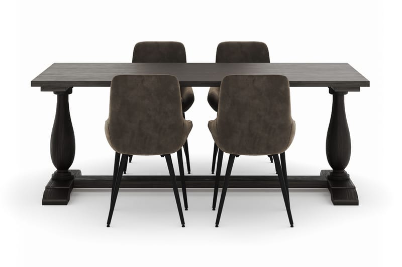 Dijon Spisegruppe 200x100cm med 4 Alsarp Spisestole - Brun - Møbler - Borde - Spisebordssæt