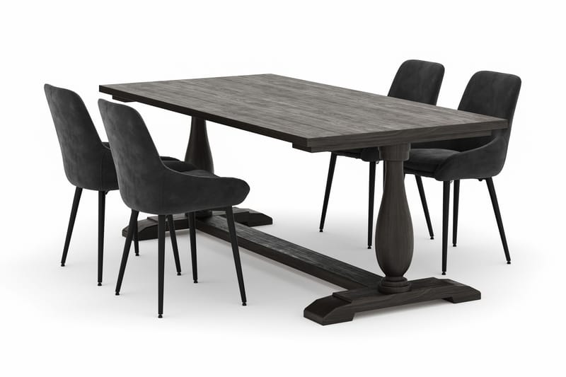 Dijon Spisegruppe 200x100cm med 4 Alsarp Spisestole, Brun