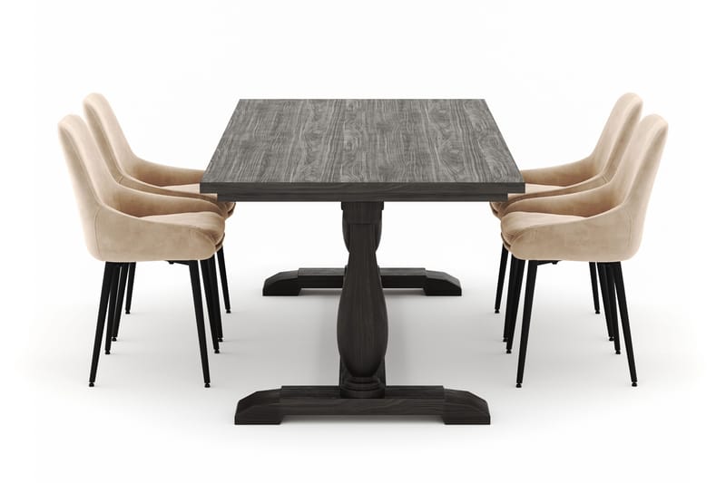 Dijon Spisegruppe 200x100cm med 4 Alsarp Spisestole - Brun - Møbler - Borde - Spisebordssæt