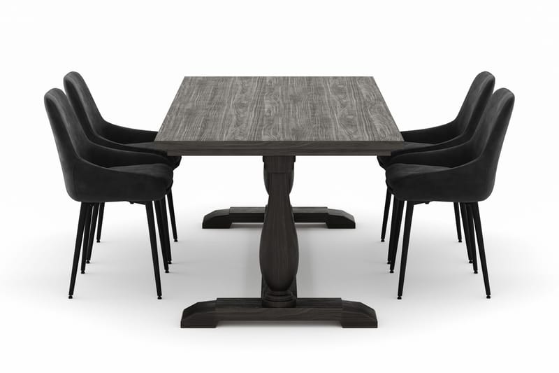 Dijon Spisegruppe 200x100cm med 4 Alsarp Spisestole - Brun - Møbler - Borde - Spisebordssæt