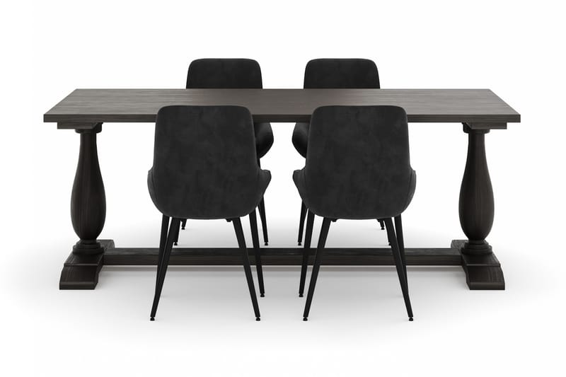 Dijon Spisegruppe 200x100cm med 4 Alsarp Spisestole - Brun - Møbler - Borde - Spisebordssæt