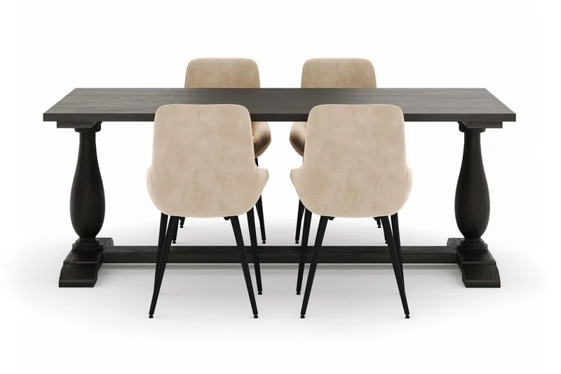 Dijon Spisegruppe 200x100cm med 4 Alsarp Spisestole - Brun - Møbler - Borde - Spisebordssæt