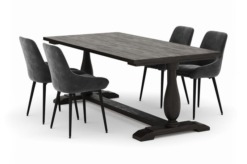 Dijon Spisegruppe 200x100cm med 4 Alsarp Spisestole, Brun