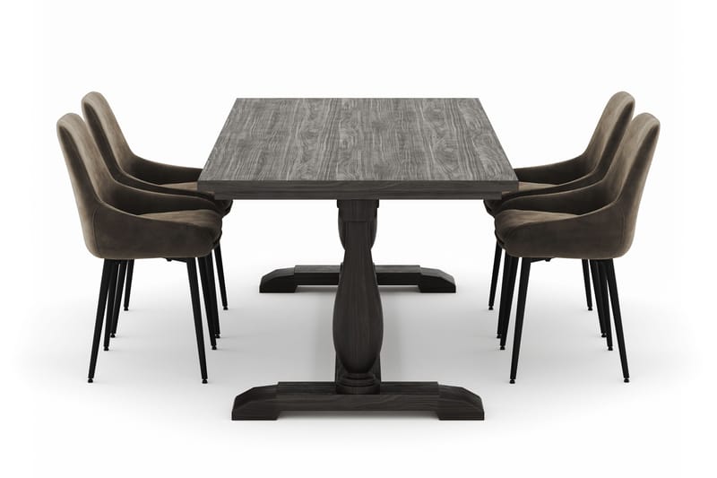 Dijon Spisegruppe 200x100cm med 4 Alsarp Spisestole - Brun - Møbler - Borde - Spisebordssæt