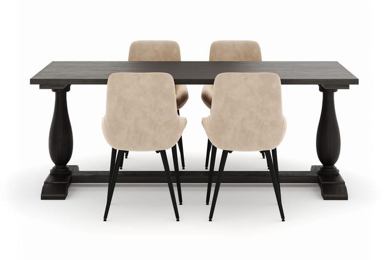 Dijon Spisegruppe 200x100cm med 4 Alsarp Spisestole - Brun - Møbler - Borde - Spisebordssæt