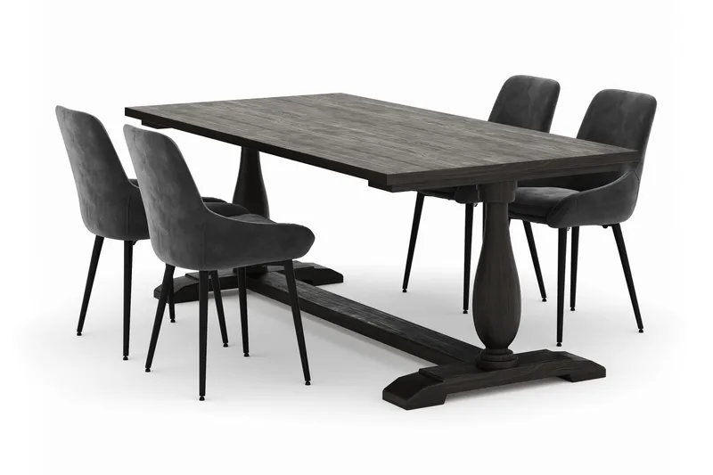 Dijon Spisegruppe 200x100cm med 4 Alsarp Spisestole, Brun