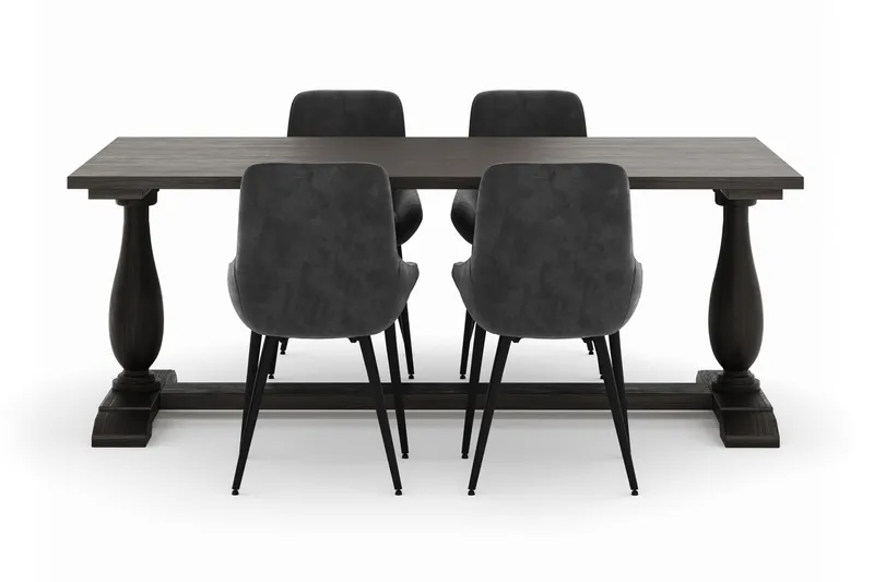 Dijon Spisegruppe 200x100cm med 4 Alsarp Spisestole - Brun - Møbler - Borde - Spisebordssæt