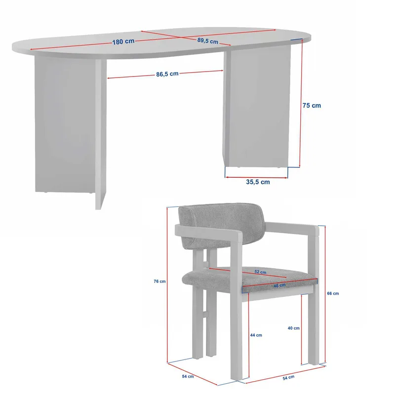 Dining Table & Chairs Set Nordure Vit - Møbler - Borde - Spisebordssæt