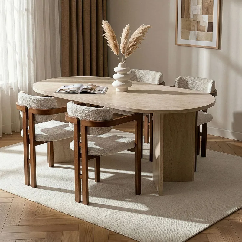 Dining Table & Chairs Set Nordure Vit - Møbler - Borde - Spisebordssæt
