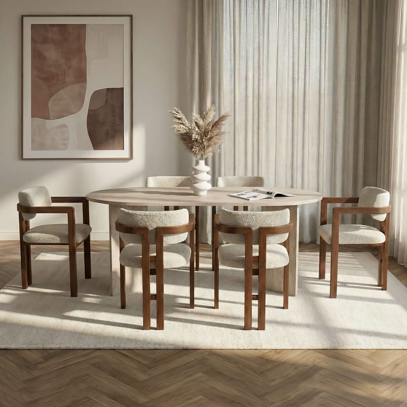 Dining Table & Chairs Set Nordure Vit - Møbler - Borde - Spisebordssæt